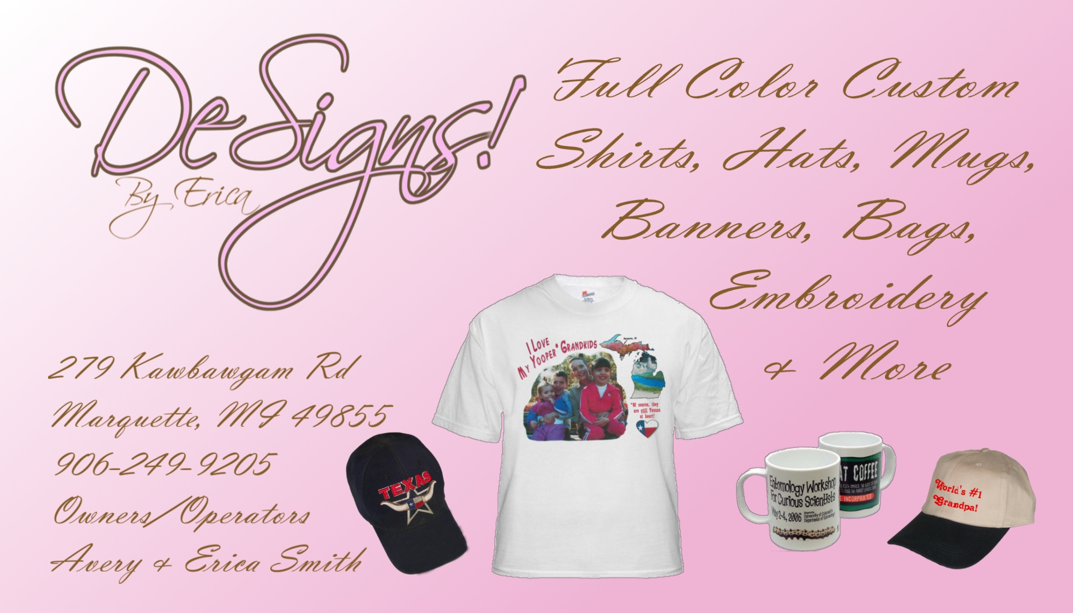DeSigns Custom Imprinting - full color shirts, bags, coffee mugs and more, custom made for every customer!